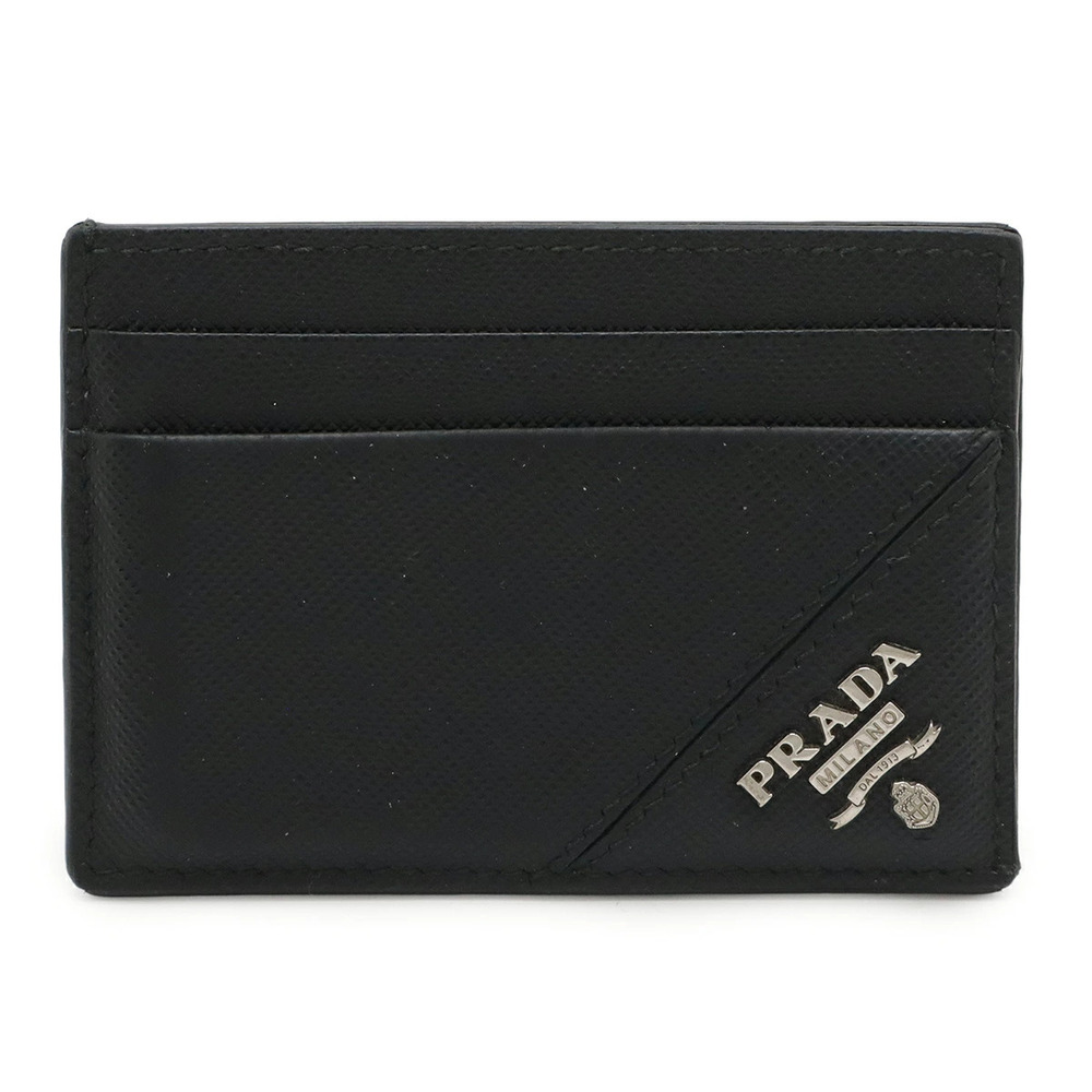 Prada Saffiano Leather Card Case Wallet Business Money Clip NERO Black